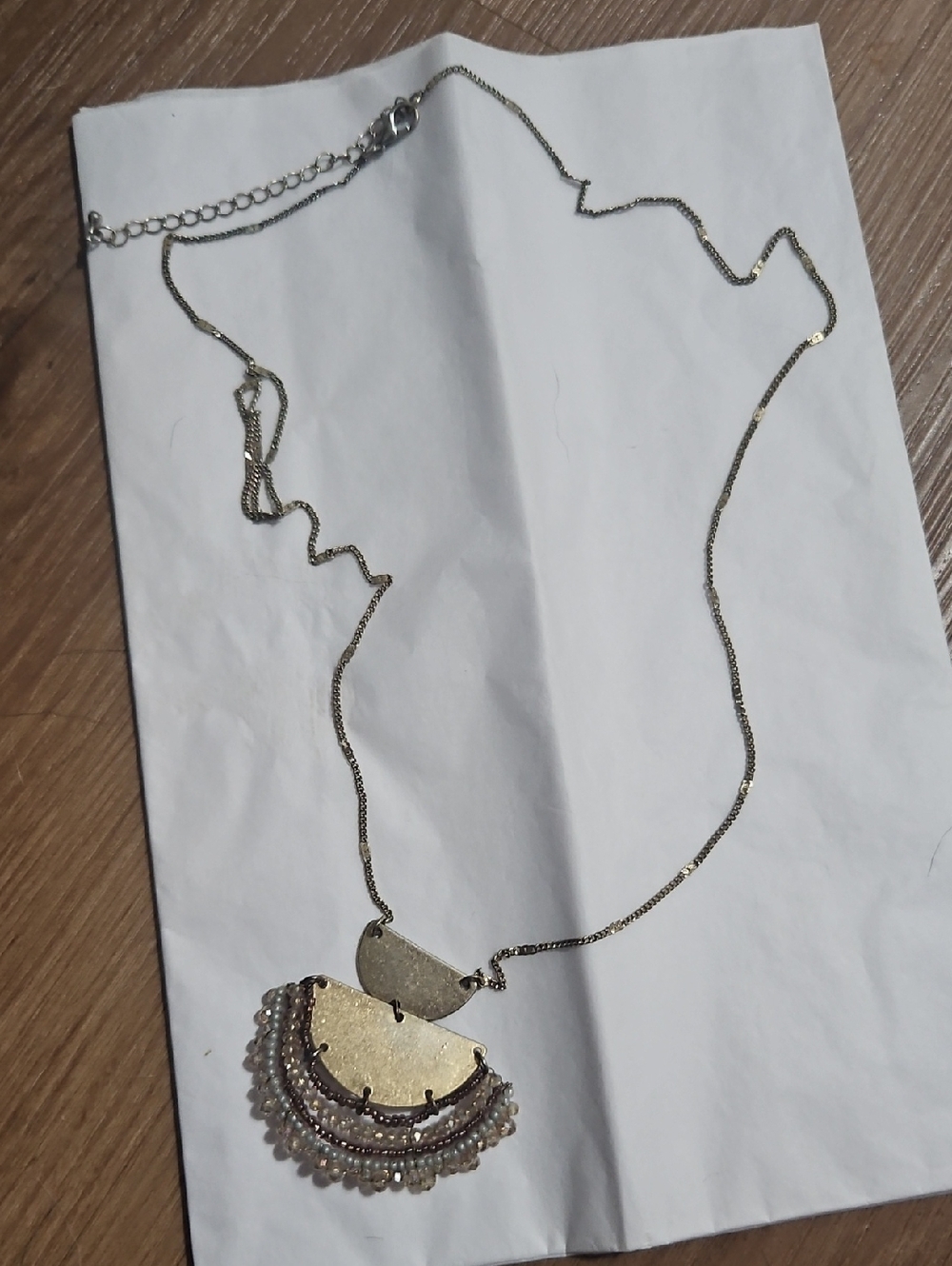 Gold-Tone Crescent Bead Fringe Necklace - Women Jewelry